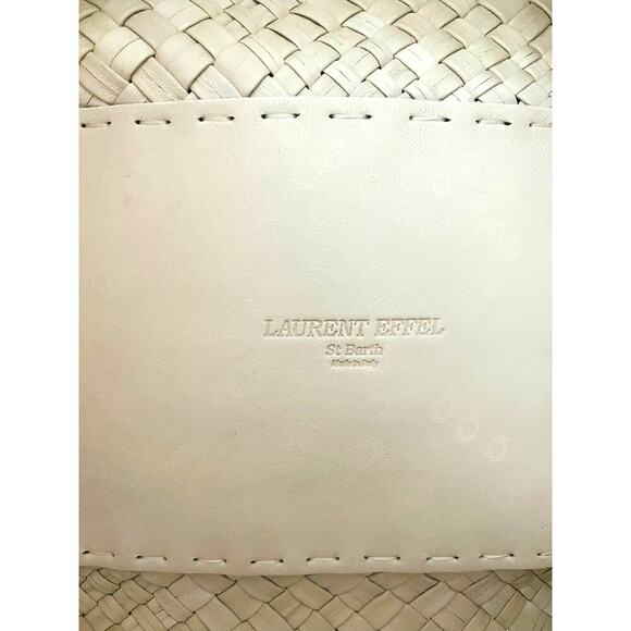Laurent Effel St. Barth Woven Magnet Closure Beige Leather Handbag Tote - Picture 6 of 6